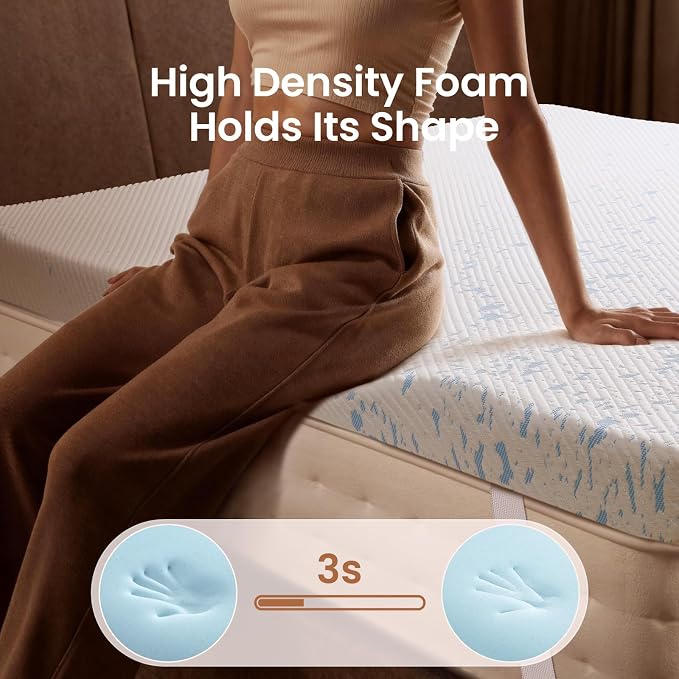 OhGeni 4 Inch Cooling Queen Size Gel Memory Foam Mattress Topper Pad, Washable - Image 3