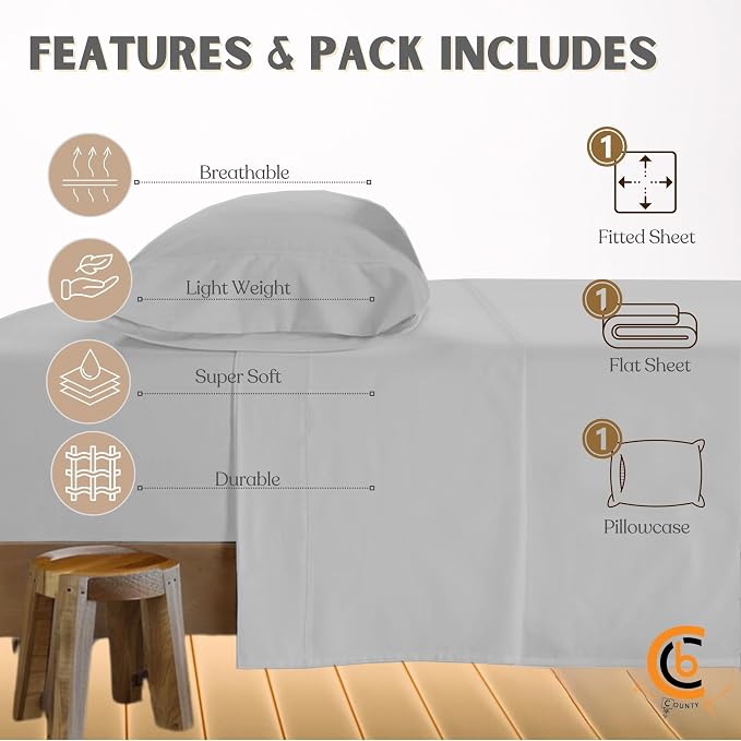 Twin Size Cot Sheet Set 31" x 75" x 9" 3 Piece - Image 4