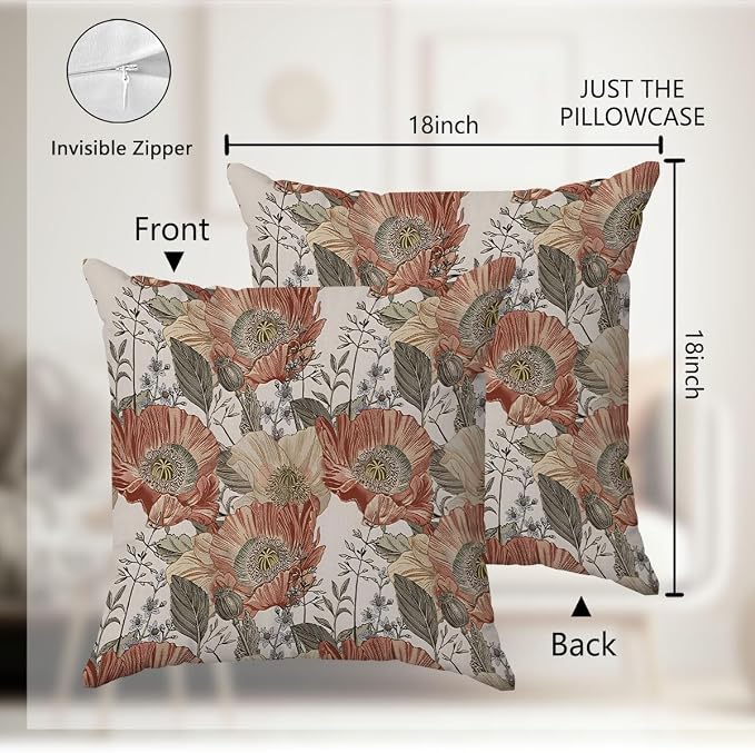 Vintage Boho Floral Pillow Covers 18x18 - Image 4