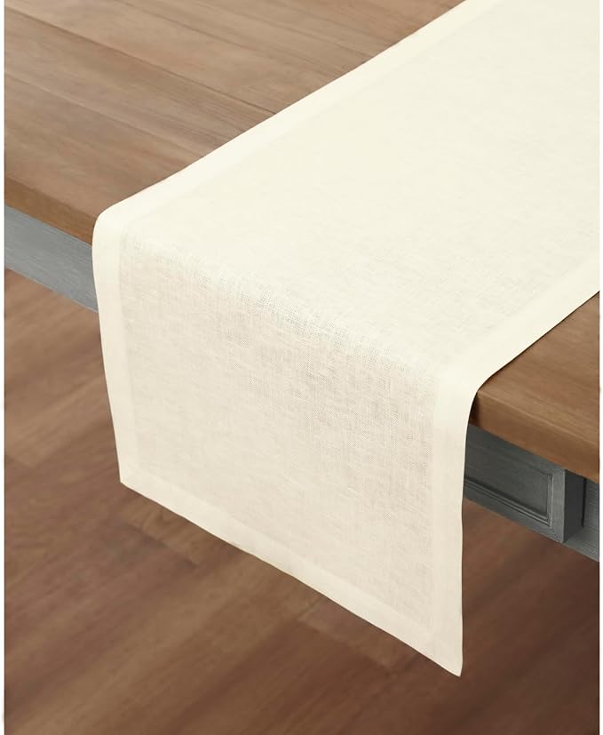 Solino Home Linen Ivory Table Runner 72 Inches Long - Image 2