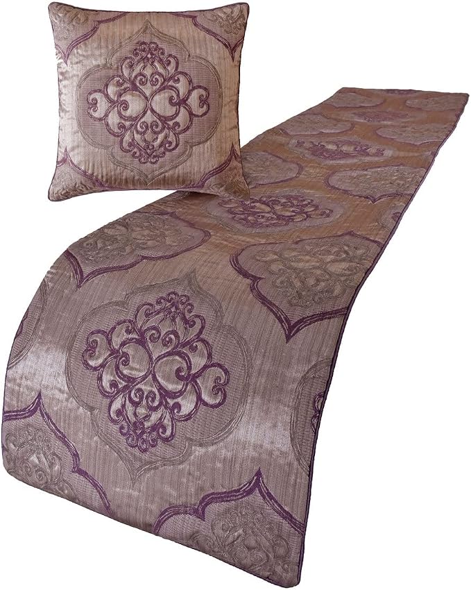 The HomeCentric King/Queen/Twin Purple Decorative CA King 86"x18" Bed Runner - Image 2