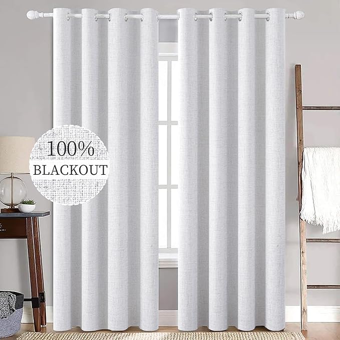 MIULEE White Blackout Curtains Linen Textured by MIULEE
