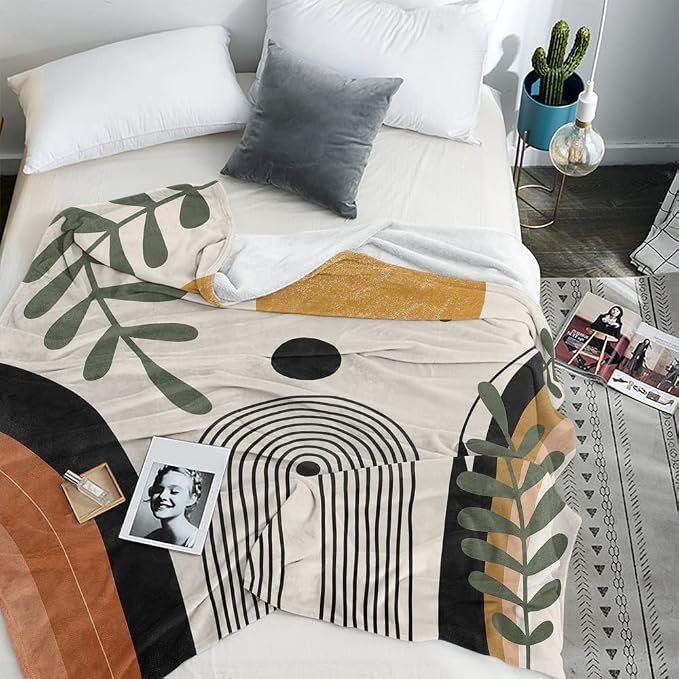 Abstract Modern Throw Blanket Boho Minimalist Mid Century Sun Aesthetic Soft - Image 5