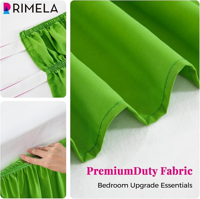 RIMELA Green Bed Skirt Queen Size 18 Inch Drop, Elastic Bed Skirting - Image 8