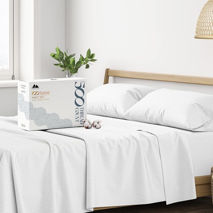 Mayfair Linen 100% Cotton Striped Sheets California King Size Bed Set by MayfairLinen