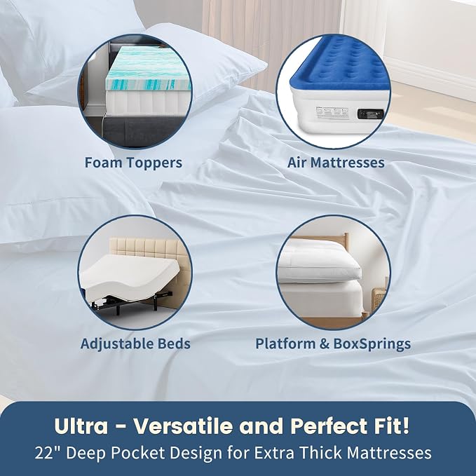 100% Linen Sheet Set Queen Size Extra Deep Pocket Fits 18-24 Inch Mattress - Image 3