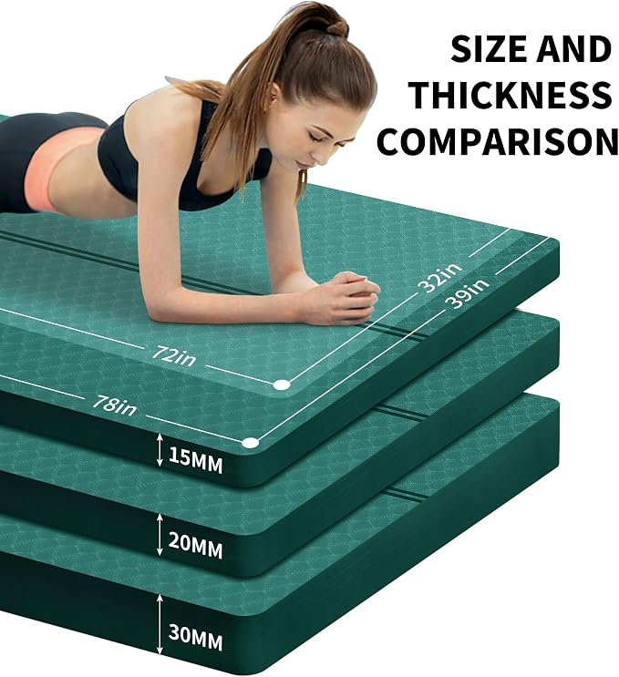 nuveti Large Exercise Mat - 15mm/20mm/30mm Thick Yoga Mat | Workout Mat - Image 4