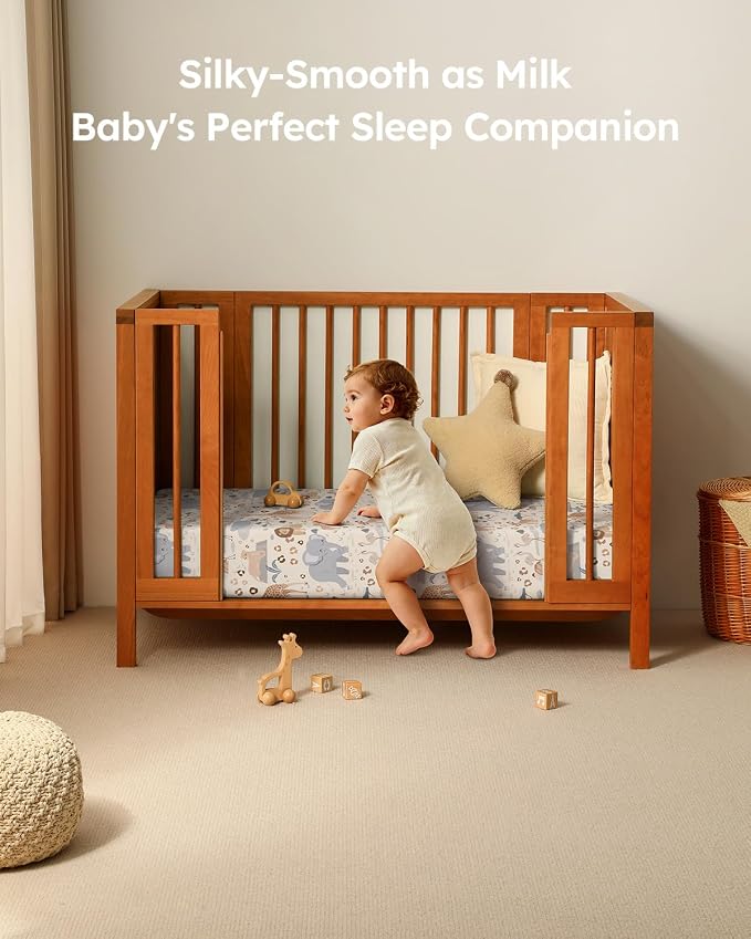 Baby Crib Sheets for Boys Girls, Breathable Soft Microfiber Baby Sheet Elephant - Image 7