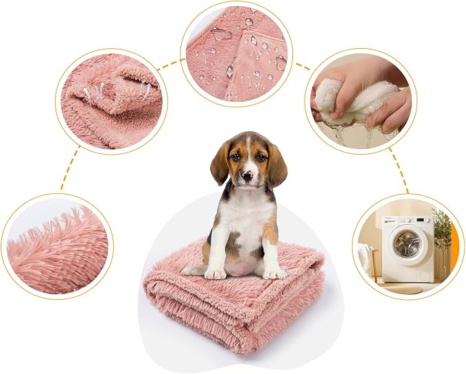 Pink Calming Dog Blanket Waterproof Pet Blankets Fluffy Long Faux Fur Cat Throw - Image 6