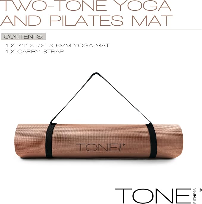 TONE Fitness Yoga Mat 1/4" Thick Non Slip Exercise & Pilates Mat - Image 3