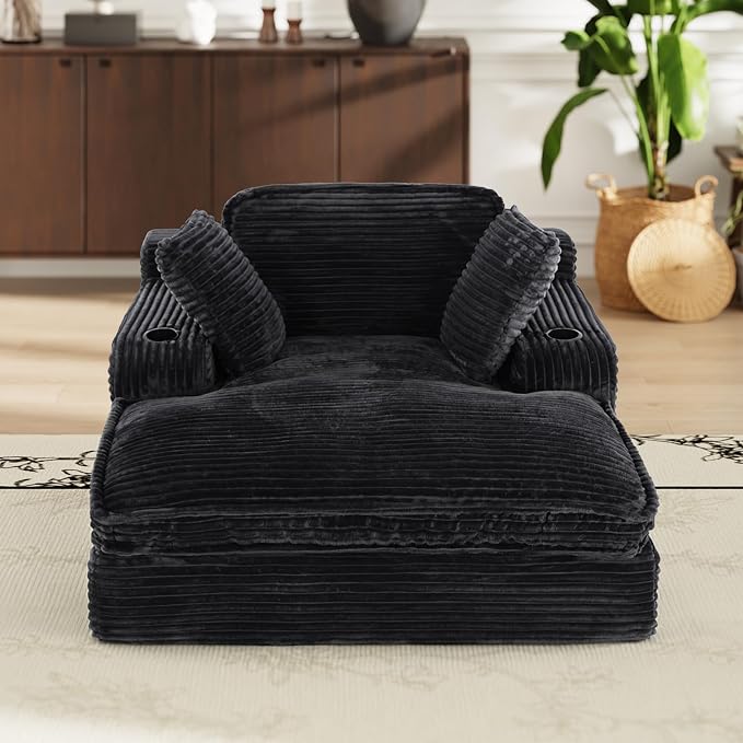 67" Chaise Lounge Chair Indoor, Cozy Oversized Fluffy Sofa - Image 9