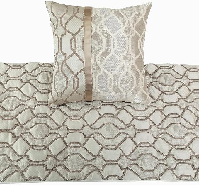 The HomeCentric King/Queen/Twin Ivory & Silver Decorative CA King 86"x18" Bed - Image 3
