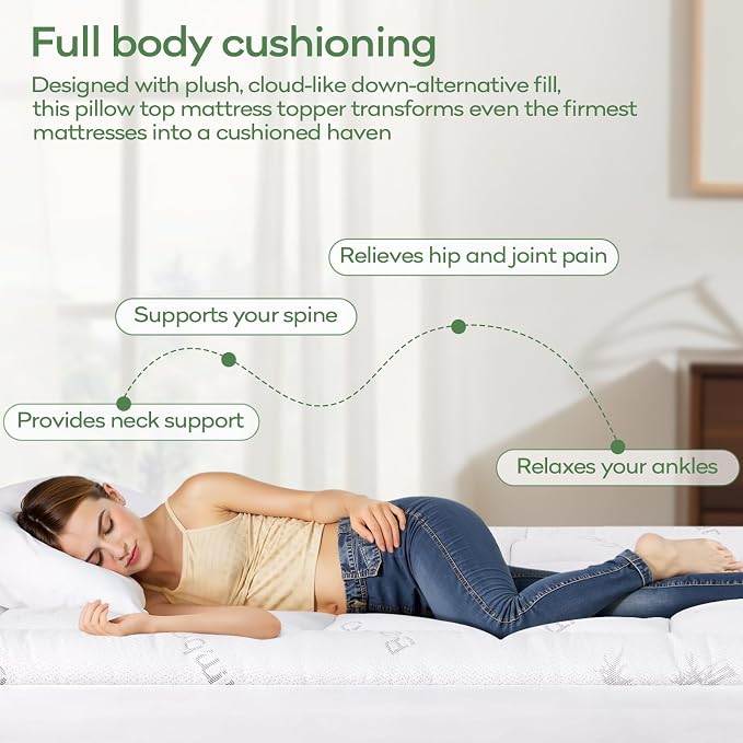 OLANLY Twin Mattress Topper – Viscose Made from Bamboo, Cooling Soft Twin - Image 5