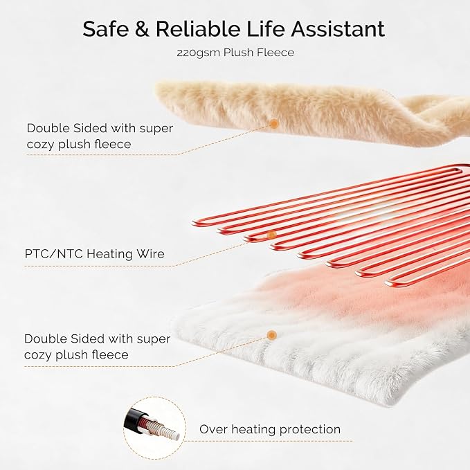 Heated Blanket Electric Blanket Twin 62"x84" Fast Heating Electric Blanket - Image 4