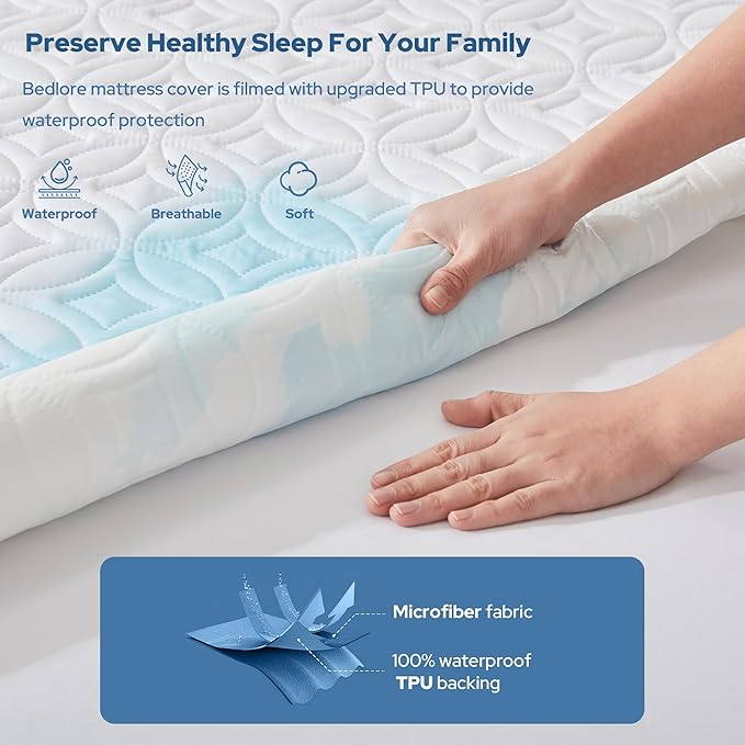BEDLORE Waterproof Mattress Protector, Twin XL Size Mattress Pad - Image 2