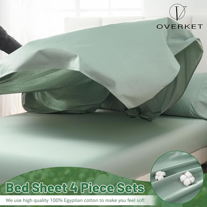 1000 Thread Count Egyptian Cotton Sheets Queen Size Set 4PCS Sateen Weave Soft - Image 3