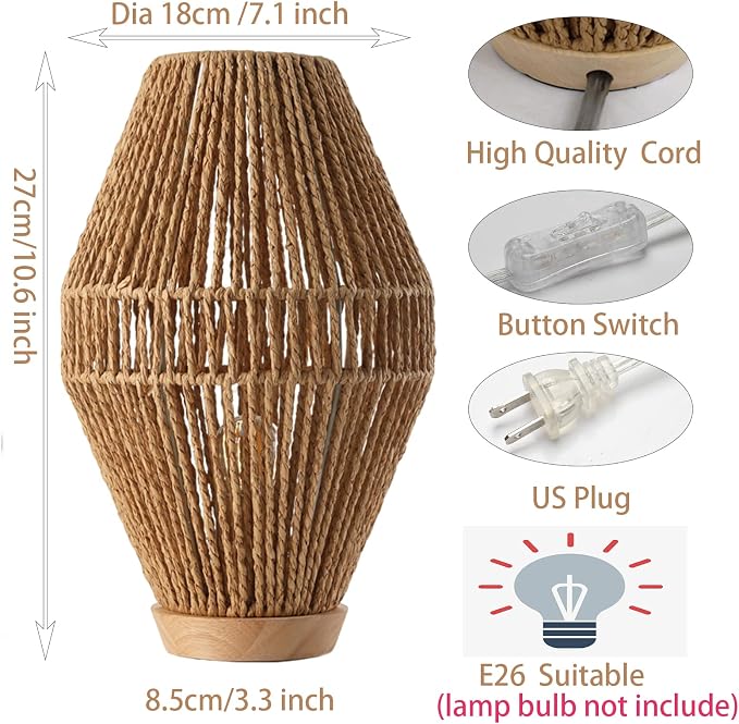Boho Table Lamps for Bedroom & Living Room - Image 2