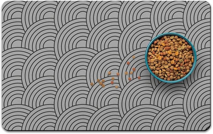 Dog Food Mat for Floors, Absorbent and Quick-Drying Pet Cat Food Mat, by QXWREL