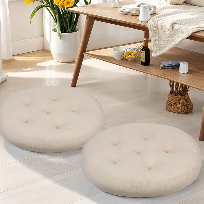 Meditation Floor Pillow Set of 2, Round Large Pillows Seating by Unknown