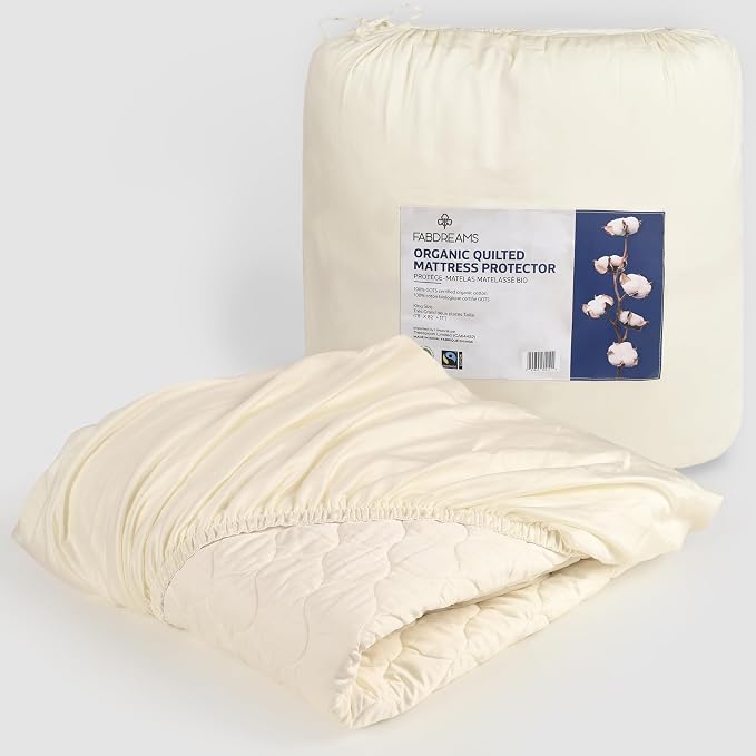 FABDREAMS Organic Quilted Mattress Protector Full Size | Mattress Pad| Mattress by Fabdreams