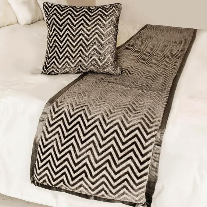 The HomeCentric King Queen Twin Grey Decorative Twin 53"x18" Bed Runner - Image 5