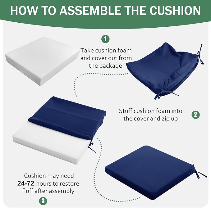 Outdoor Chair Cushions Set of 4: Waterproof & Fade Resistant Seat Cushion - Image 8