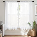 MIULEE Short White Sheer Curtains 45 Inches Long, Light Filtering Voile Drapes by MIULEE