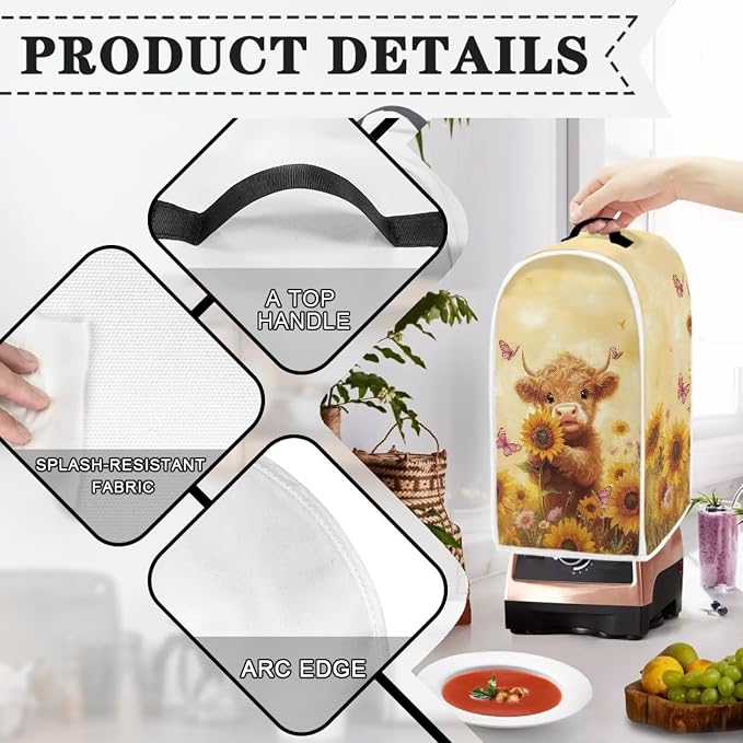 Highland Cow Blender Cover for Kitchen Blender Dust Cover Reusable Food - Image 3