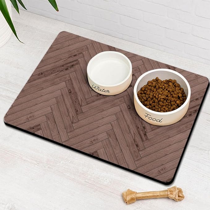 Dog Food Mats for Floors Absorbent, Pet Cat Food Mat by Ayiashiab