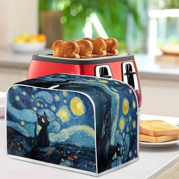 Black Cat Galaxy Toaster Cover 4 Slice Oven Cover Dustproof Kitchen Small - Image 3
