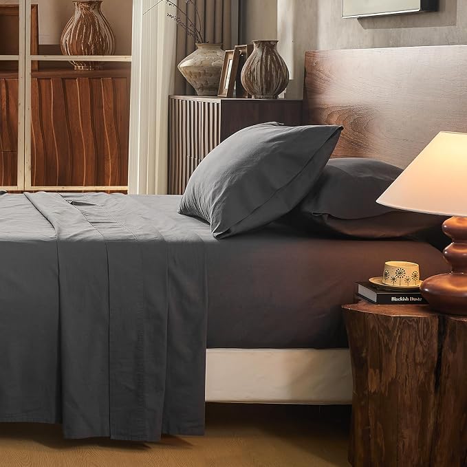 100% Linen Sheet Set Cal King Size Extra Deep Pocket Fits 18-24 Inch Mattress by overket
