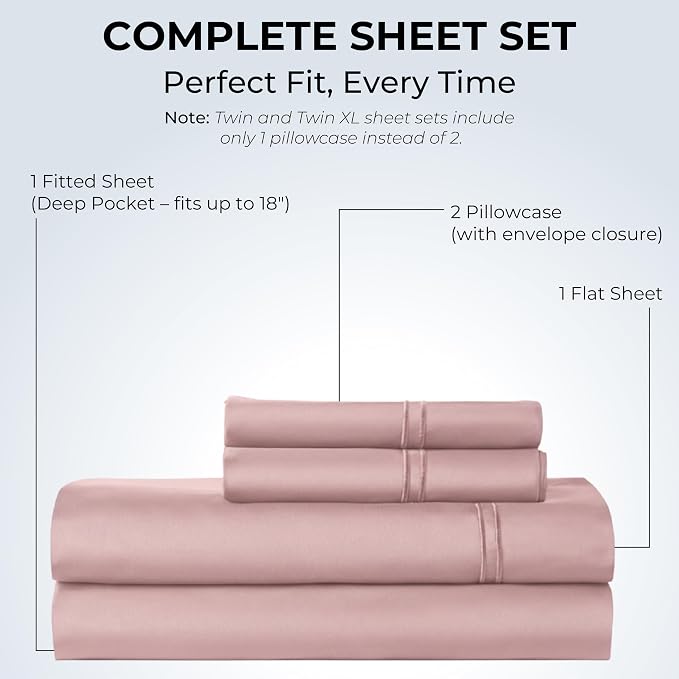 100% Natural Cotton Bed Sheets | 500 TC Single-Ply Sateen Weave Cal King Sheet - Image 3