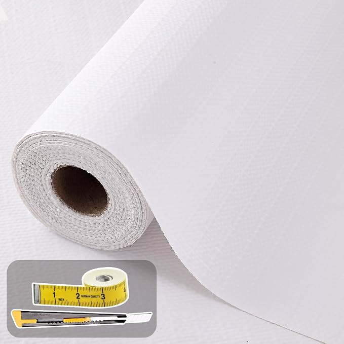 Shelf Liners for Kitchen Cabinets 12in x 10FT Non Adhesive Drawer Liner White by Oneoftheworld