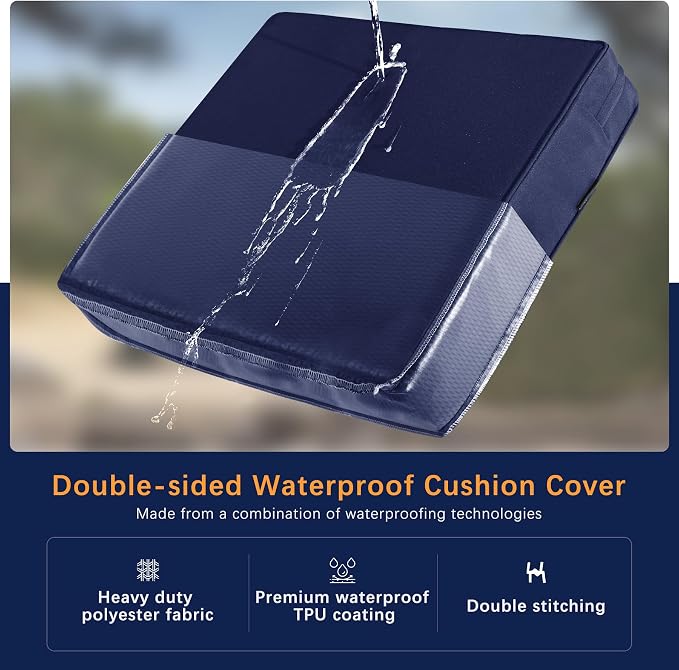 Favoyard Outdoor Seat Cushion Set 22 x 24 Inch Waterproof & Fade Resistant - Image 4