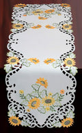 Creative Linens Sunflower Table Runner 15x53 Embroidered Cutwork Dresser Scarf by Creative+Linens
