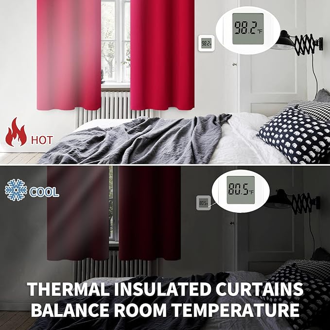 BGment Red Blackout Curtains for Bedroom 72 Inches Length - Image 4