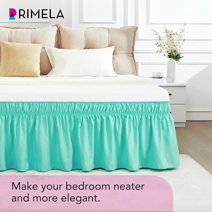 RIMELA Spa Blue Bed Skirt Queen Size 18 Inch Drop, Elastic Bed Skirting - Image 6