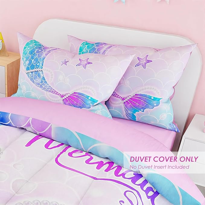 SANDJEST Mermaid Duvet Cover Sets Twin Size - Image 5