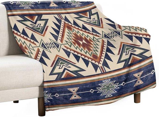 Native Throw Blanket, Southwest Tribal Aztec Pattern Vintage Abstract Ethnic by JanJCurt