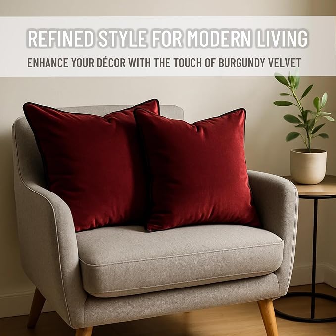 2 Pack Velvet Decorative Throw Pillow Covers, Contrast Piping, Indoor Use - Image 8