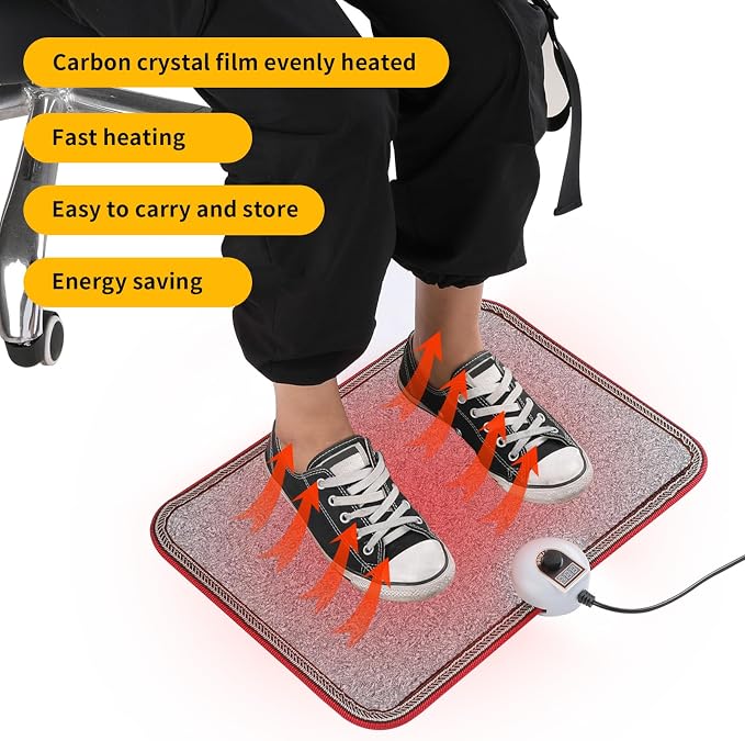 AC 110V Heated Floor Mat for Foot, Electric Heated Foot Warmers for Office - Image 4