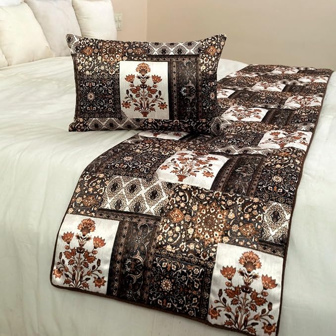 The HomeCentric King/Queen/Twin Brown Decorative Twin 53"x18" Bed Runner - Image 4