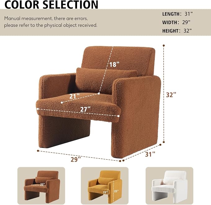 Gaussen Sherpa Accent Chair Mid Century Modern Living Room Chairs - Image 2