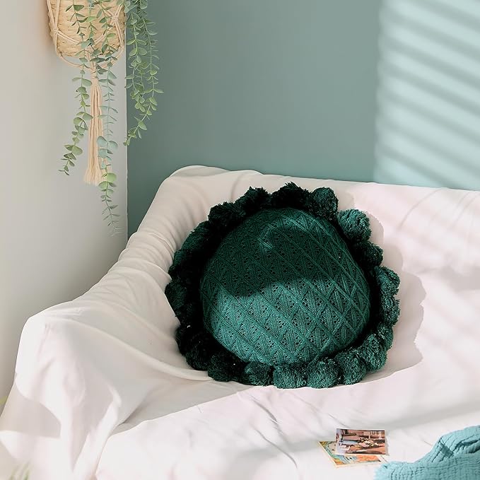 Acrylic Knitted Round Throw Pillow Knitting Bohemian Circular Cushion Pillow - Image 3