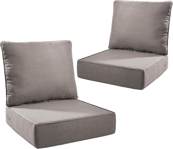 Outdoor Seat Cushion Set-24 x 24 x 6 Inch Outdoor Chair Cushions Set of 2 by NatureComfyOutdoorFurniture