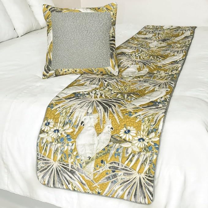 The HomeCentric King/Queen/Twin Grey & Yellow Decorative CA King 86"x18" Bed - Image 4