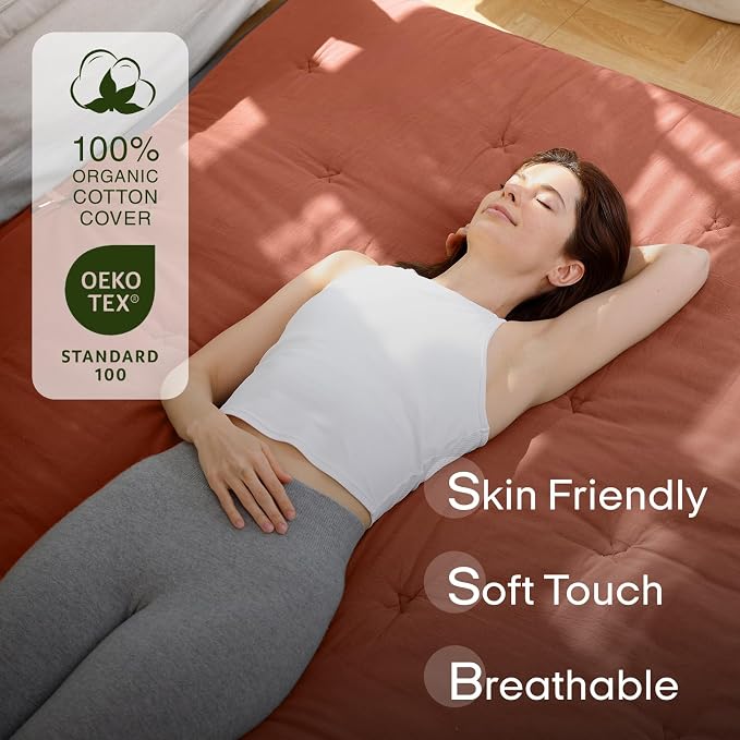 ZonLi Japanese Floor Futon Mattress Twin Size 75"x 39", 100% Cotton Cover 2.5'' - Image 2