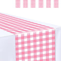6 Pcs Hot Pink and White Checkered Table Runner Plastic 14 x 108 Disposable Hot by MUNILAIL