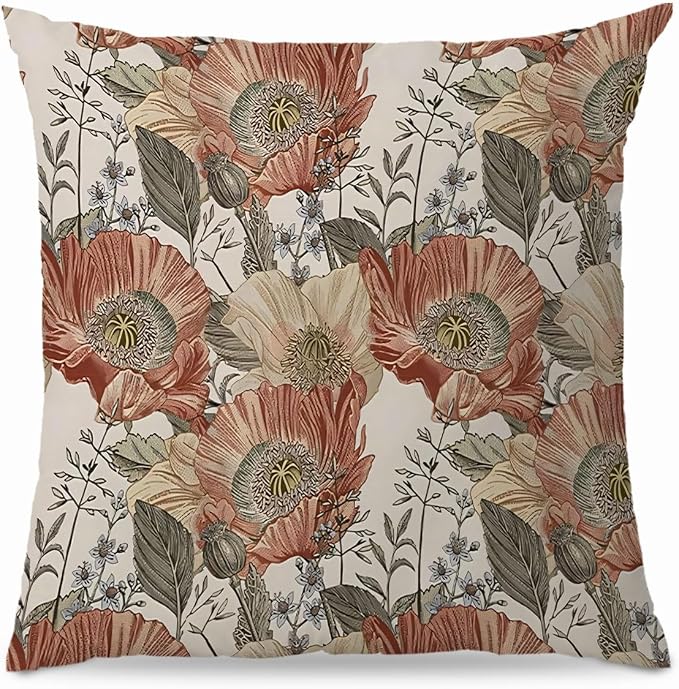 Vintage Boho Floral Pillow Covers 18x18 by NEGIGA
