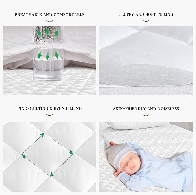UNILIBRA King Mattress Pad Waterproof Rayon Made from Bamboo, Fitted Deep - Image 4